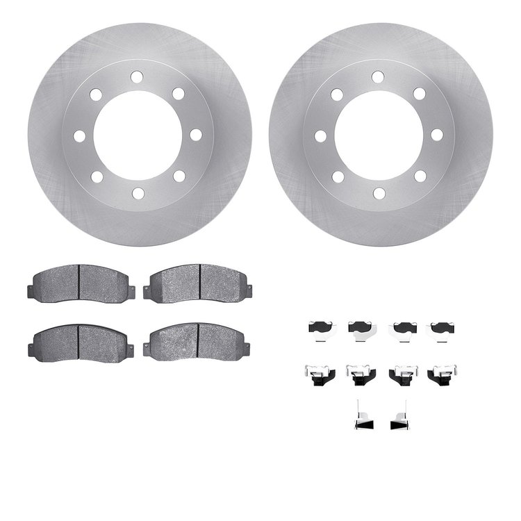 6212-99591 Brake Rotors w/Heavy-Duty Brake Pads Kit & Hardware, 2005-2012 Ford/Lincoln/Mercury/Mazda, Position: Front