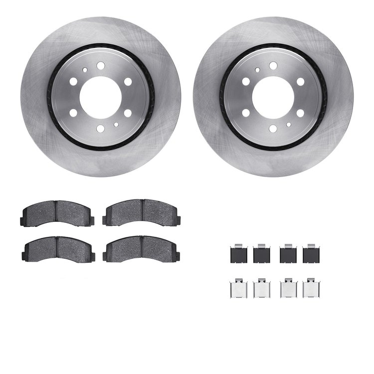6212-99632 Brake Rotors w/Heavy-Duty Brake Pads Kit & Hardware, 2010-2021 Ford/Lincoln/Mercury/Mazda, Position: Front