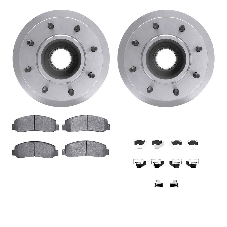 6212-99651 Brake Rotors w/Heavy-Duty Brake Pads Kit & Hardware, 2006-2010 Ford/Lincoln/Mercury/Mazda, Position: Front