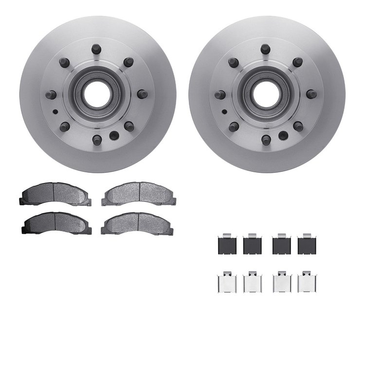 6212-99663 Brake Rotors w/Heavy-Duty Brake Pads Kit & Hardware, Fits Select Ford/Lincoln/Mercury/Mazda, Position: Front