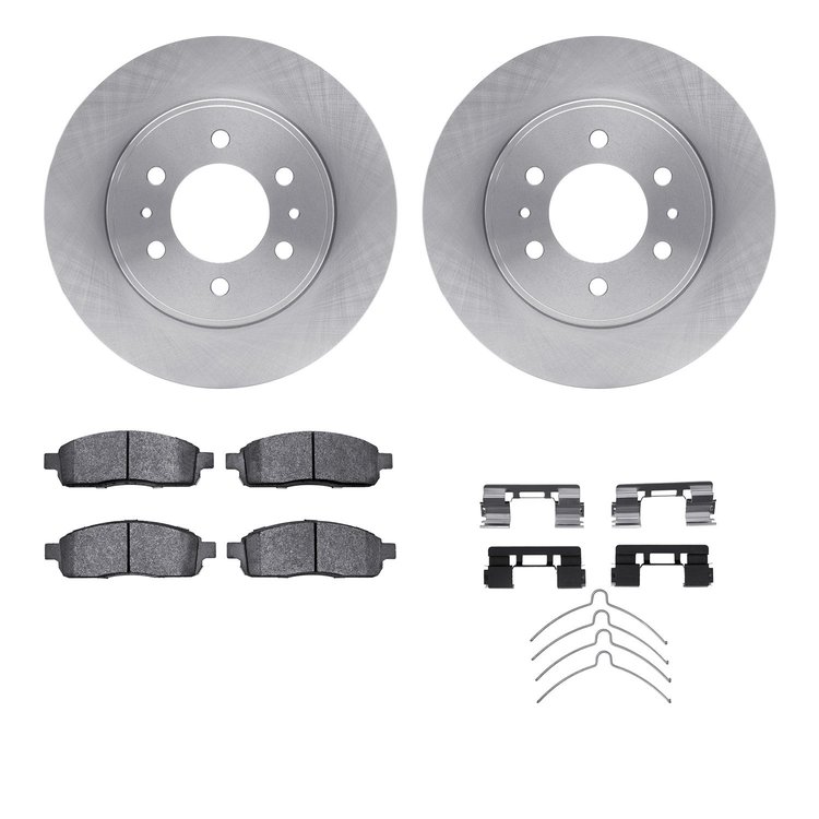 6212-99669 Brake Rotors w/Heavy-Duty Brake Pads Kit & Hardware, 2009-2009 Ford/Lincoln/Mercury/Mazda, Position: Front