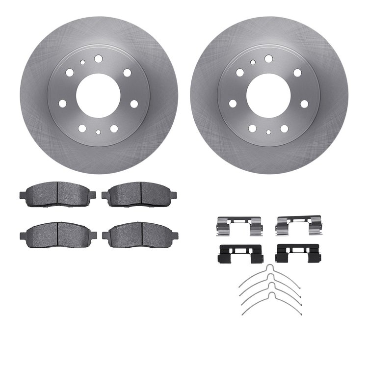 6212-99672 Brake Rotors w/Heavy-Duty Brake Pads Kit & Hardware, 2009-2009 Ford/Lincoln/Mercury/Mazda, Position: Front