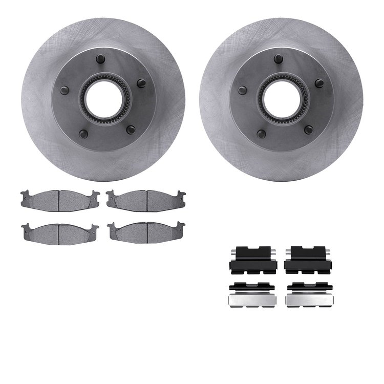 6212-99750 Brake Rotors w/Heavy-Duty Brake Pads Kit & Hardware, 1994-1995 Ford/Lincoln/Mercury/Mazda, Position: Front
