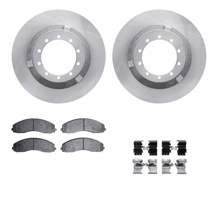 6212-99795 Brake Rotors w/Heavy-Duty Brake Pads Kit & Hardware, Fits Select Ford/Lincoln/Mercury/Mazda, Position: Rear