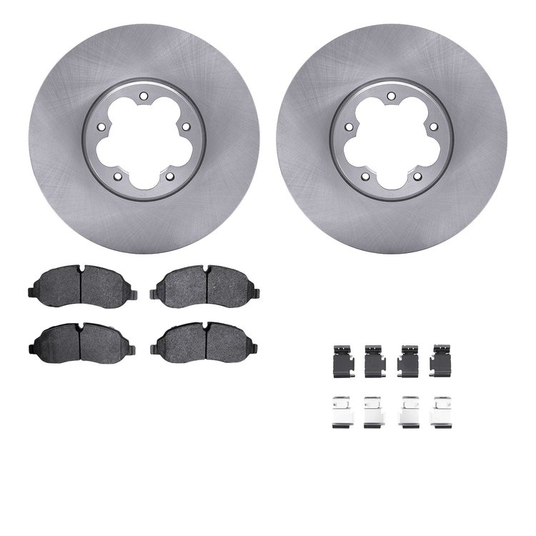 6212-99822 Brake Rotors w/Heavy-Duty Brake Pads Kit & Hardware, 2020-2020 Ford/Lincoln/Mercury/Mazda, Position: Front