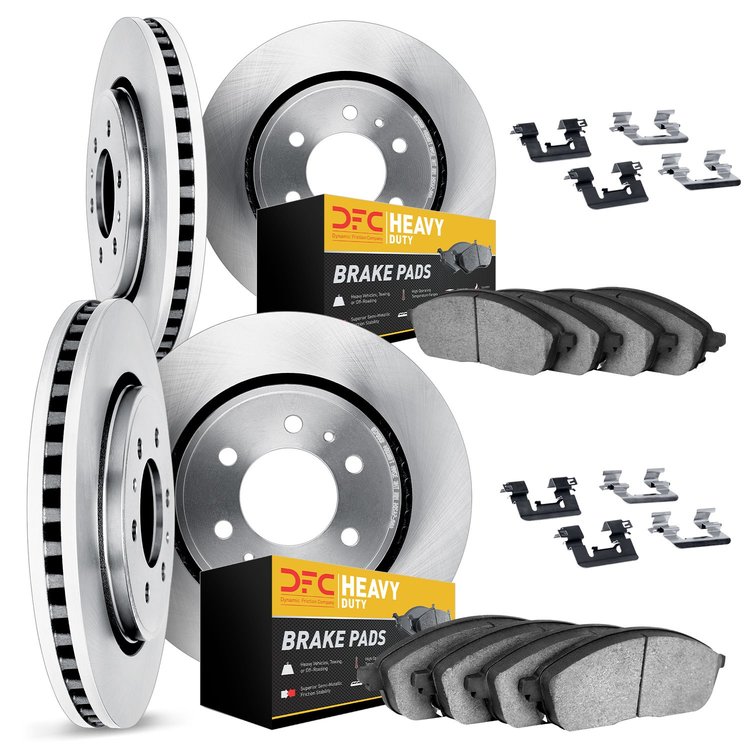 6214-40735 Brake Rotors w/Heavy-Duty Brake Pads Kit & Hardware, 2003-2003 Mopar, Position: Front and Rear