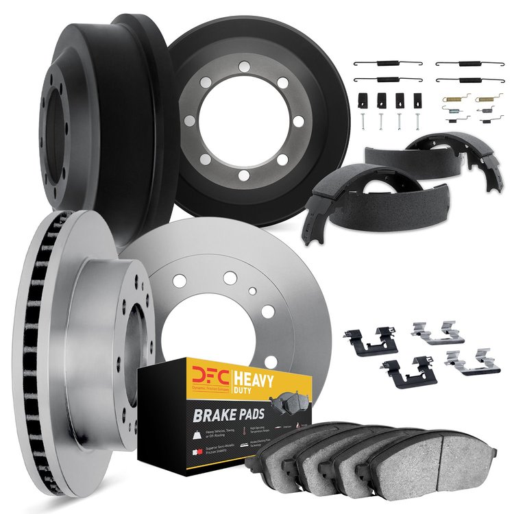 6214-48325 Brake Rotors w/Heavy-Duty Brake Pads/Drums/Shoes & Hardware Kit, 1985-2005 Multiple Makes/Models, Position: Front and