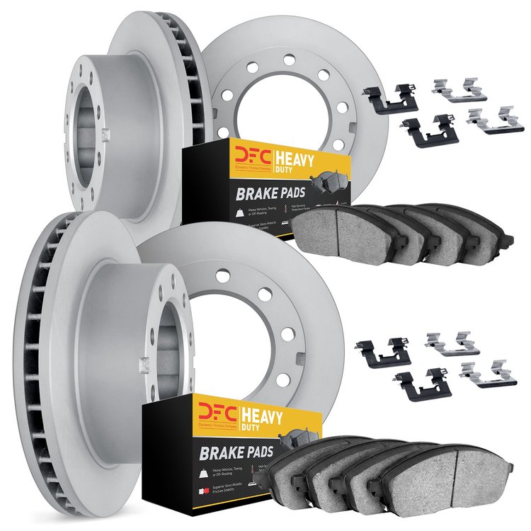 6214-48434 Brake Rotors w/Heavy-Duty Brake Pads Kit & Hardware, 1997-2005 Multiple Makes/Models, Position: Front and Rear