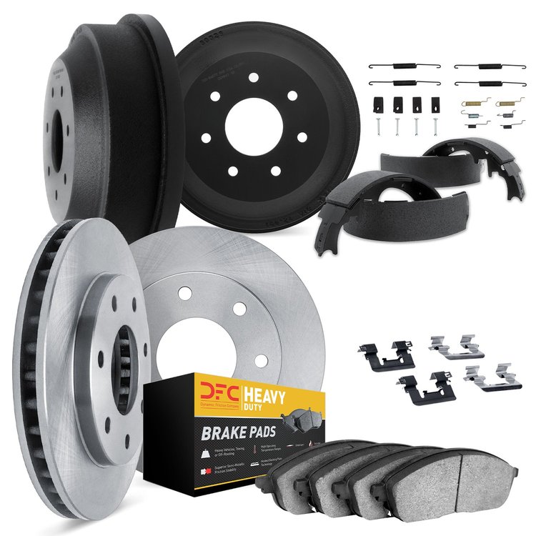 6214-55019 Brake Rotors w/Heavy-Duty Brake Pads/Drums/Shoes & Hardware Kit, 1997-2004 Ford/Lincoln/Mercury/Mazda, Position: Fron