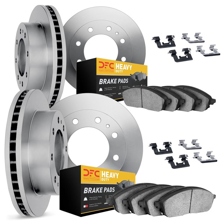 6214-67003 Brake Rotors w/Heavy-Duty Brake Pads Kit & Hardware, 2012-2021 Infiniti/Nissan, Position: Front and Rear