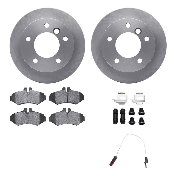 6222-40001 Brake Rotors w/Heavy-Duty Brake Pads/Sensor & Hardware Kit, 2002-2018 Multiple Makes/Models, Position: Rear