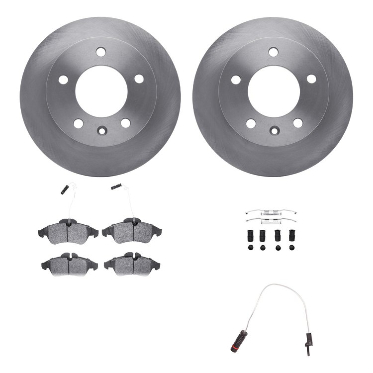 6222-40003 Brake Rotors w/Heavy-Duty Brake Pads/Sensor & Hardware Kit, 2002-2006 Multiple Makes/Models, Position: Front