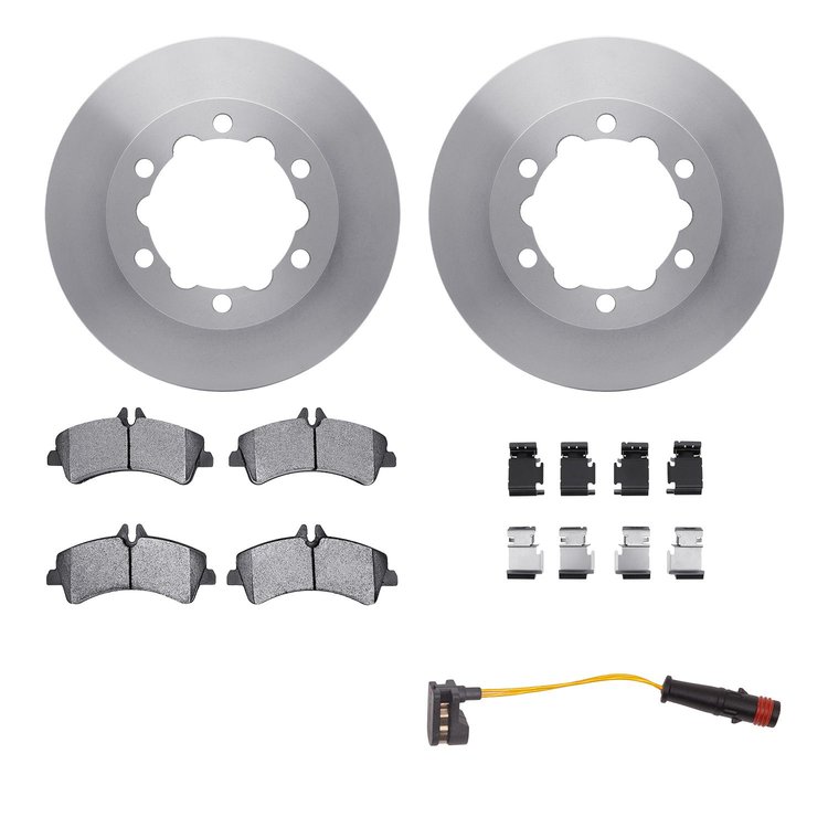 6222-63386 Brake Rotors w/Heavy-Duty Brake Pads/Sensor & Hardware Kit, 2007-2018 Multiple Makes/Models, Position: Rear