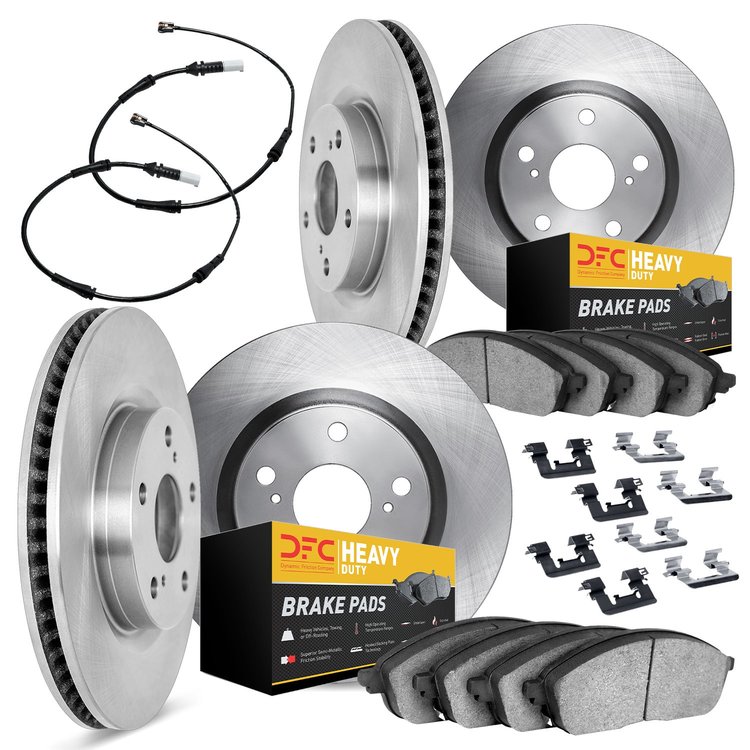 6224-40017 Brake Rotors w/Heavy-Duty Brake Pads/Sensor & Hardware Kit, 2006-2006 Mopar, Position: Front and Rear