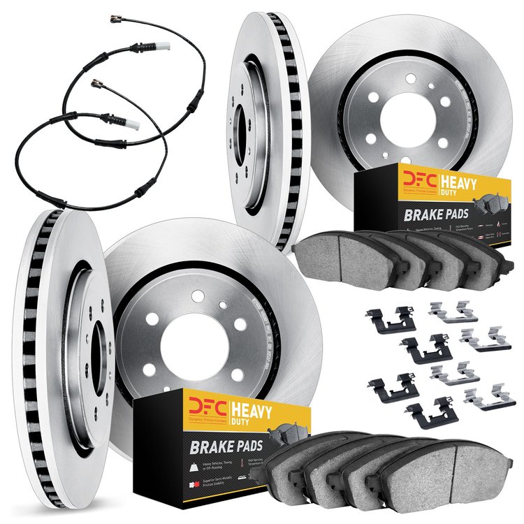 6224-40039 Brake Rotors w/Heavy-Duty Brake Pads/Sensor & Hardware Kit, Fits Select Multiple Makes/Models, Position: Front and Re