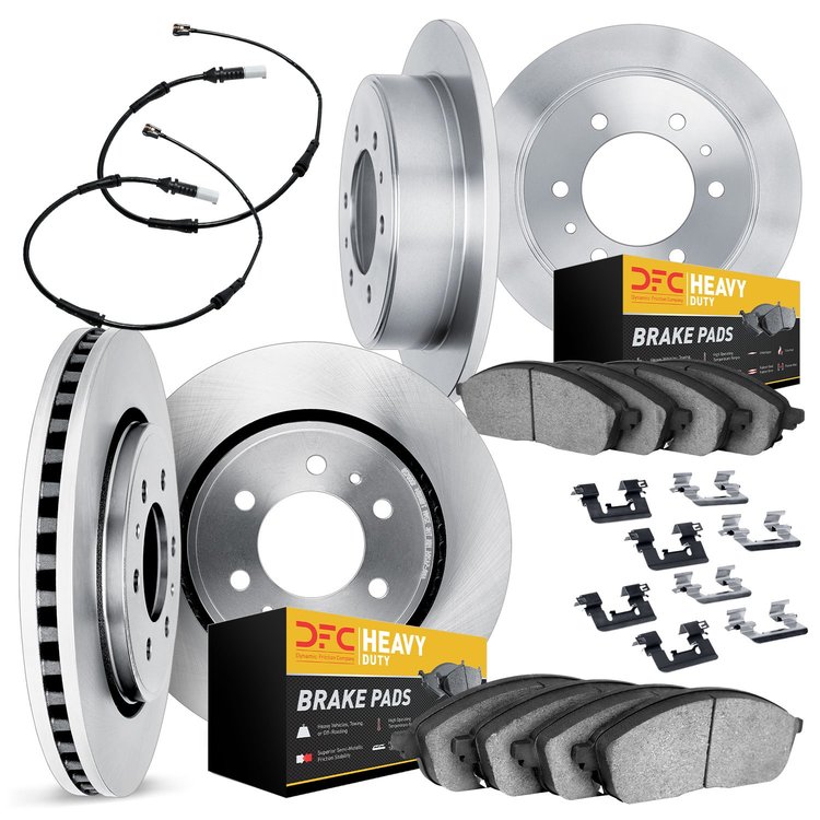 6224-40041 Brake Rotors w/Heavy-Duty Brake Pads/Sensor & Hardware Kit, Fits Select Multiple Makes/Models, Position: Front and Re