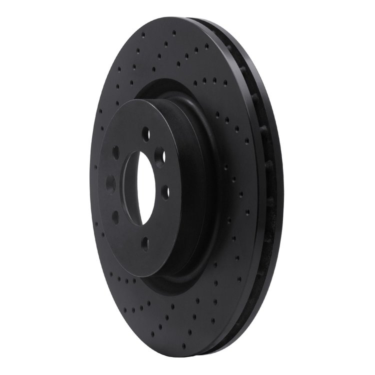 623-11011L Drilled Brake Rotor [Black], 2006-2017 Land Rover, Position: Front Left