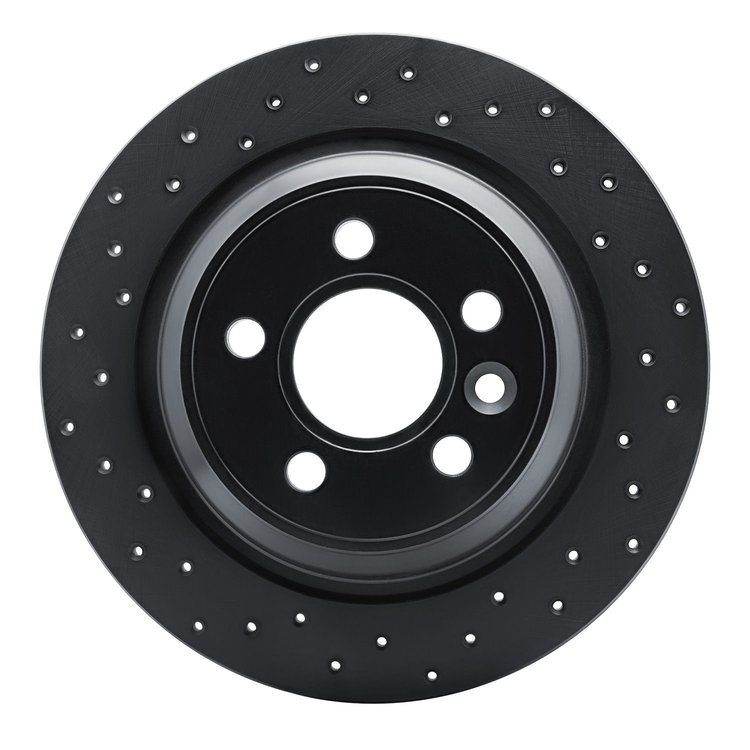 623-27035L Drilled Brake Rotor [Black], 2007-2018 Volvo, Position: Rear Left