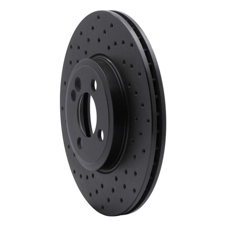 623-32004L Drilled Brake Rotor [Black], 2007-2008 Mini, Position: Front Left