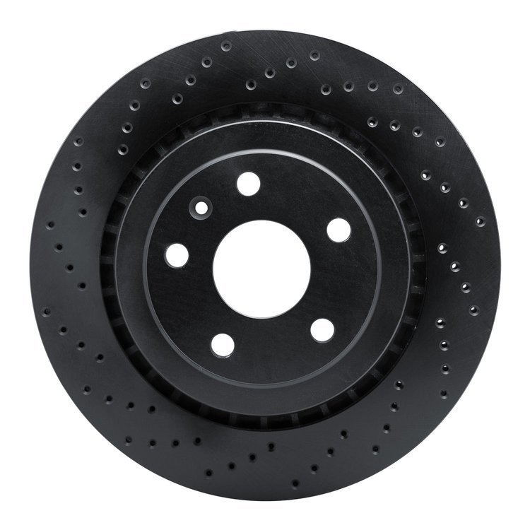 623-47074L Drilled Brake Rotor [Black], Fits Select GM, Position: Rear Left