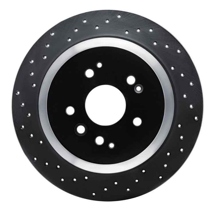 623-58028L Drilled Brake Rotor [Black], 2014-2016 Acura/Honda, Position: Rear Left