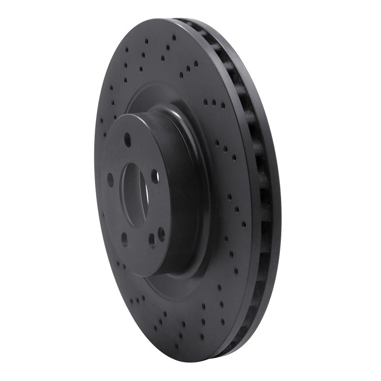 623-63075 Drilled Brake Rotor [Black], 2007-2014 Mercedes-Benz, Position: Front