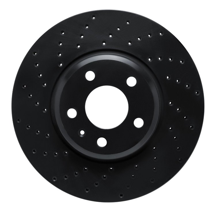 623-73086L Drilled Brake Rotor [Black], Fits Select Audi/Volkswagen, Position: Front Left