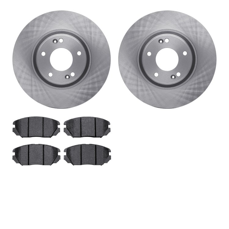 6302-03032 Brake Rotors with 3000-Series Ceramic Brake Pads Kit, 2006-2011 Kia/Hyundai/Genesis, Position: Front