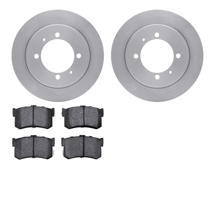 6302-03043 Brake Rotors with 3000-Series Ceramic Brake Pads Kit, 1994-1998 Kia/Hyundai/Genesis, Position: Rear