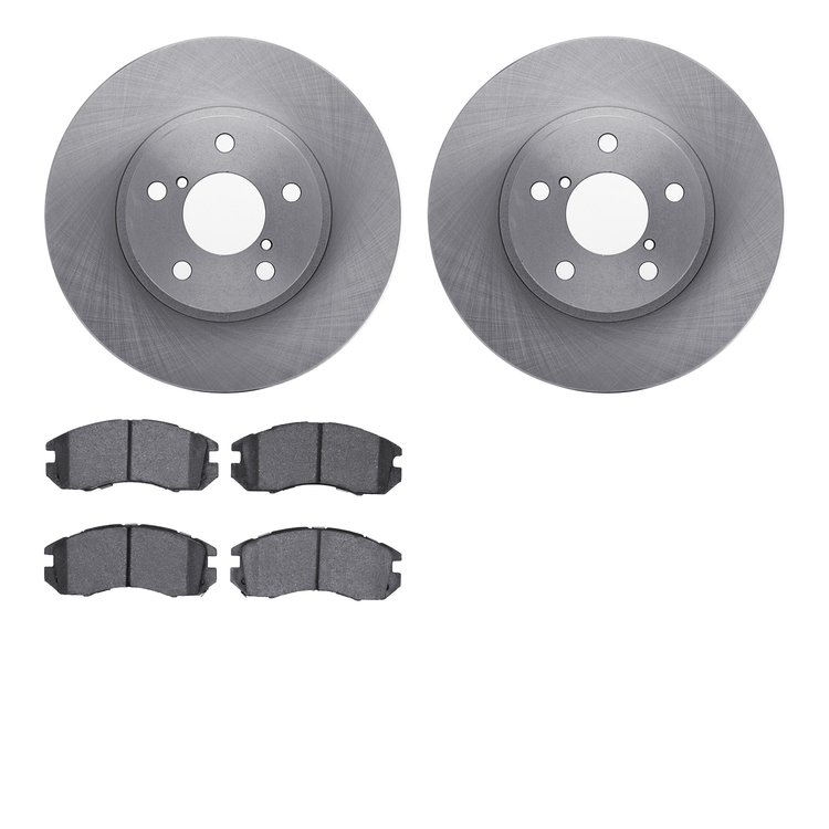 6302-13012 Brake Rotors with 3000-Series Ceramic Brake Pads Kit, 1990-1996 Subaru, Position: Front