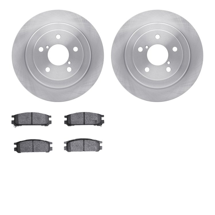 6302-13017 Brake Rotors with 3000-Series Ceramic Brake Pads Kit, 1990-1994 Subaru, Position: Rear