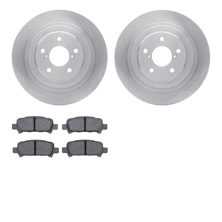 6302-13025 Brake Rotors with 3000-Series Ceramic Brake Pads Kit, 2000-2006 Subaru, Position: Rear