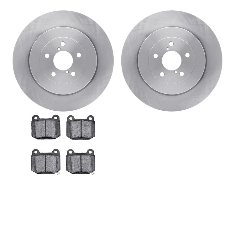 6302-13030 Brake Rotors with 3000-Series Ceramic Brake Pads Kit, 2003-2004 Subaru, Position: Rear