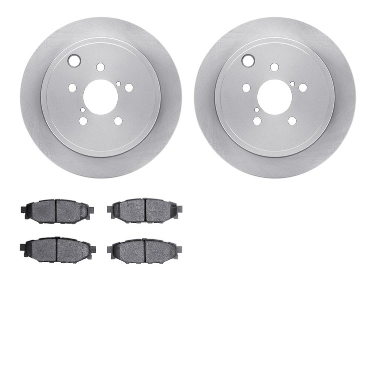 6302-13041 Brake Rotors with 3000-Series Ceramic Brake Pads Kit, 2008-2015 Subaru, Position: Rear