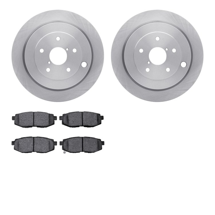 6302-13046 Brake Rotors with 3000-Series Ceramic Brake Pads Kit, 2006-2014 Subaru, Position: Rear
