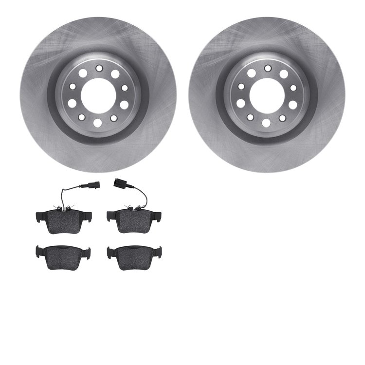 6302-16009 Brake Rotors with 3000-Series Ceramic Brake Pads Kit, 2017-2021 Alfa Romeo, Position: Rear