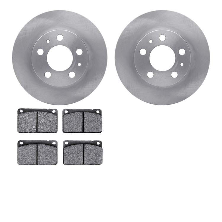 6302-27006 Brake Rotors with 3000-Series Ceramic Brake Pads Kit, 1975-1987 Volvo, Position: Front