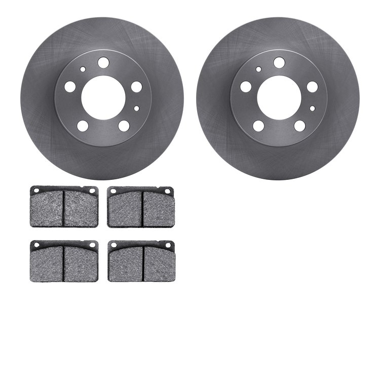 6302-27007 Brake Rotors with 3000-Series Ceramic Brake Pads Kit, 1976-1993 Volvo, Position: Front