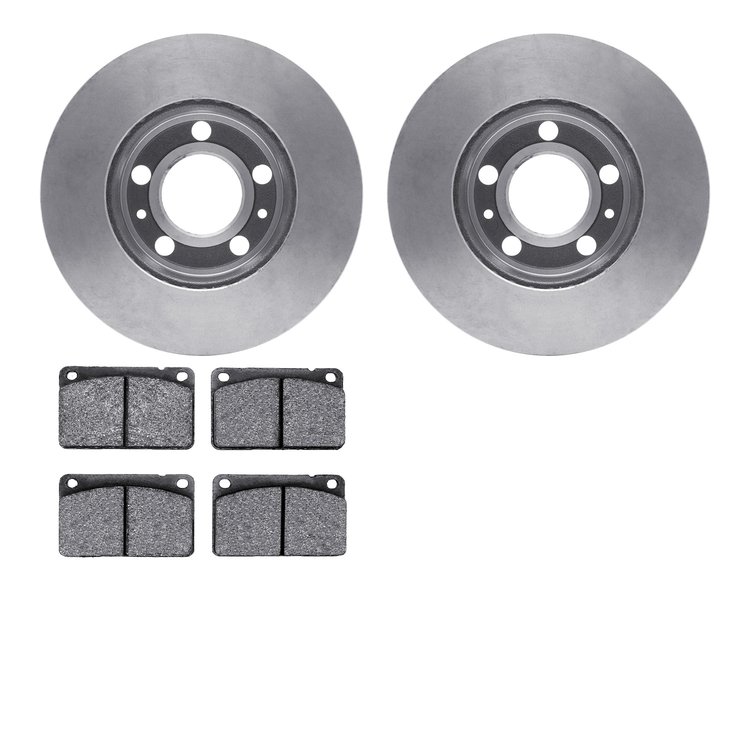 6302-27012 Brake Rotors with 3000-Series Ceramic Brake Pads Kit, 1976-1976 Volvo, Position: Front
