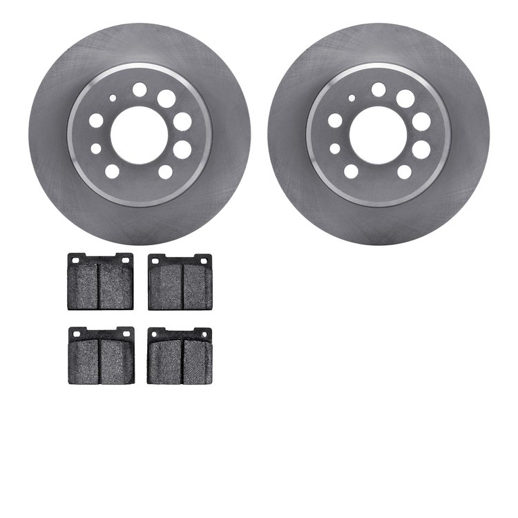 6302-27015 Brake Rotors with 3000-Series Ceramic Brake Pads Kit, 1975-1987 Volvo, Position: Rear