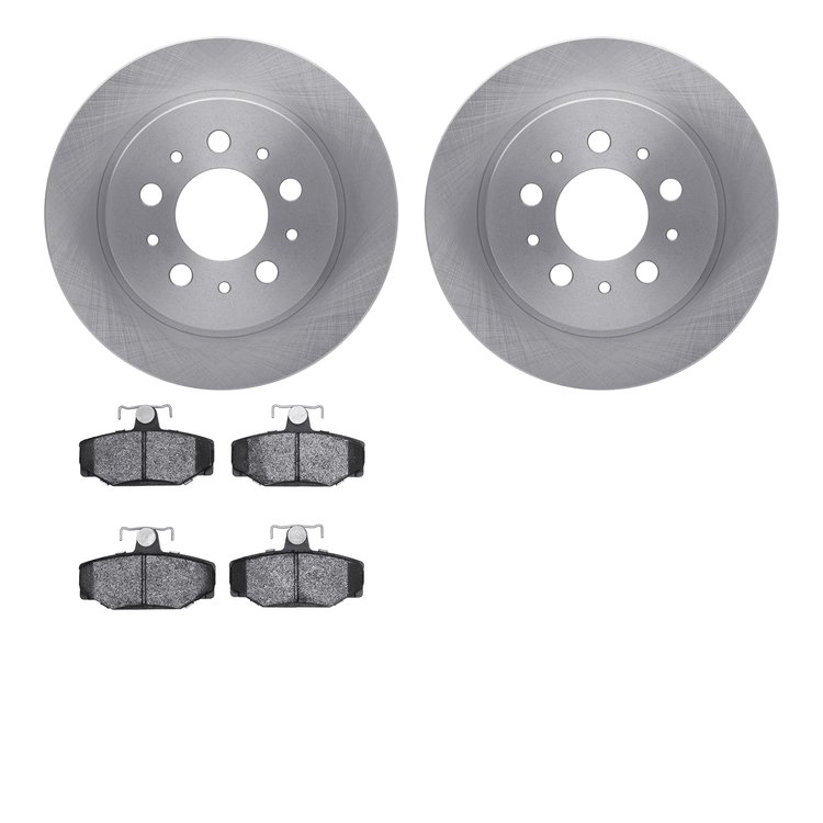 6302-27026 Brake Rotors with 3000-Series Ceramic Brake Pads Kit, 1988-1994 Volvo, Position: Rear