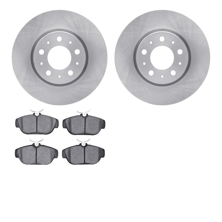 6302-27036 Brake Rotors with 3000-Series Ceramic Brake Pads Kit, 1995-1998 Volvo, Position: Front
