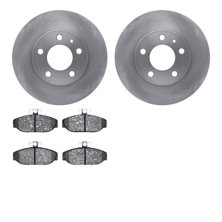 6302-27041 Brake Rotors with 3000-Series Ceramic Brake Pads Kit, 1983-1990 Volvo, Position: Front