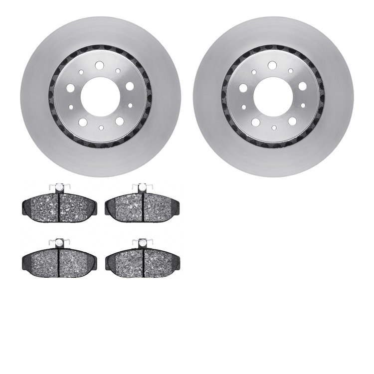 6302-27042 Brake Rotors with 3000-Series Ceramic Brake Pads Kit, 1983-1992 Volvo, Position: Front