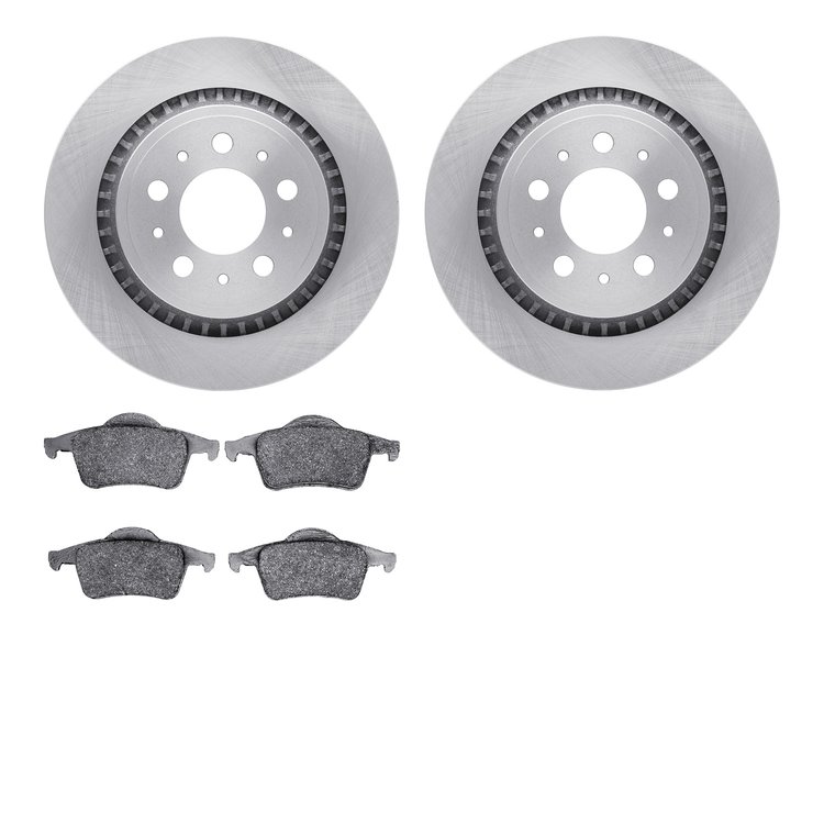 6302-27051 Brake Rotors with 3000-Series Ceramic Brake Pads Kit, 2000-2000 Volvo, Position: Rear