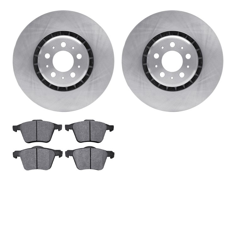 6302-27055 Brake Rotors with 3000-Series Ceramic Brake Pads Kit, 2003-2009 Volvo, Position: Front