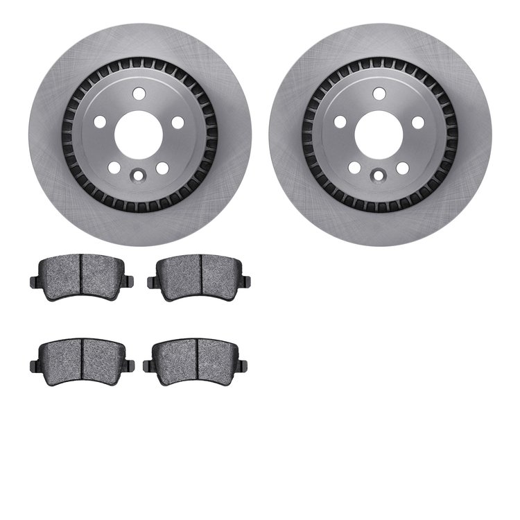 6302-27063 Brake Rotors with 3000-Series Ceramic Brake Pads Kit, 2010-2017 Volvo, Position: Rear