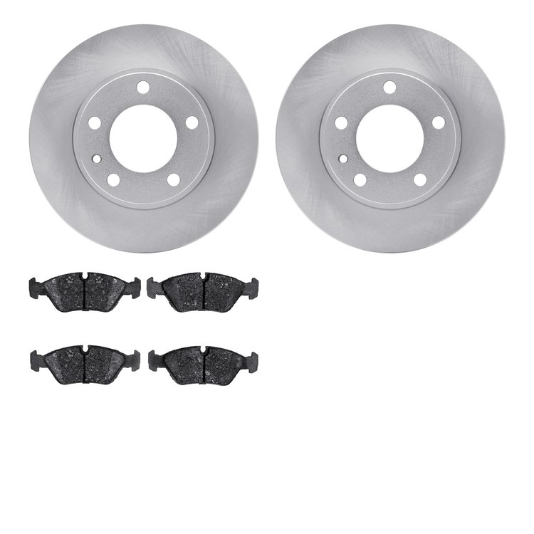 6302-31013 Brake Rotors with 3000-Series Ceramic Brake Pads Kit, 1982-1989 BMW, Position: Front