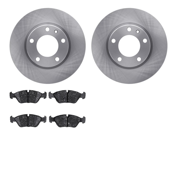 6302-31015 Brake Rotors with 3000-Series Ceramic Brake Pads Kit, 1988-1991 BMW, Position: Front