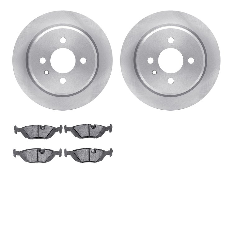 6302-31018 Brake Rotors with 3000-Series Ceramic Brake Pads Kit, 1984-1991 BMW, Position: Rear